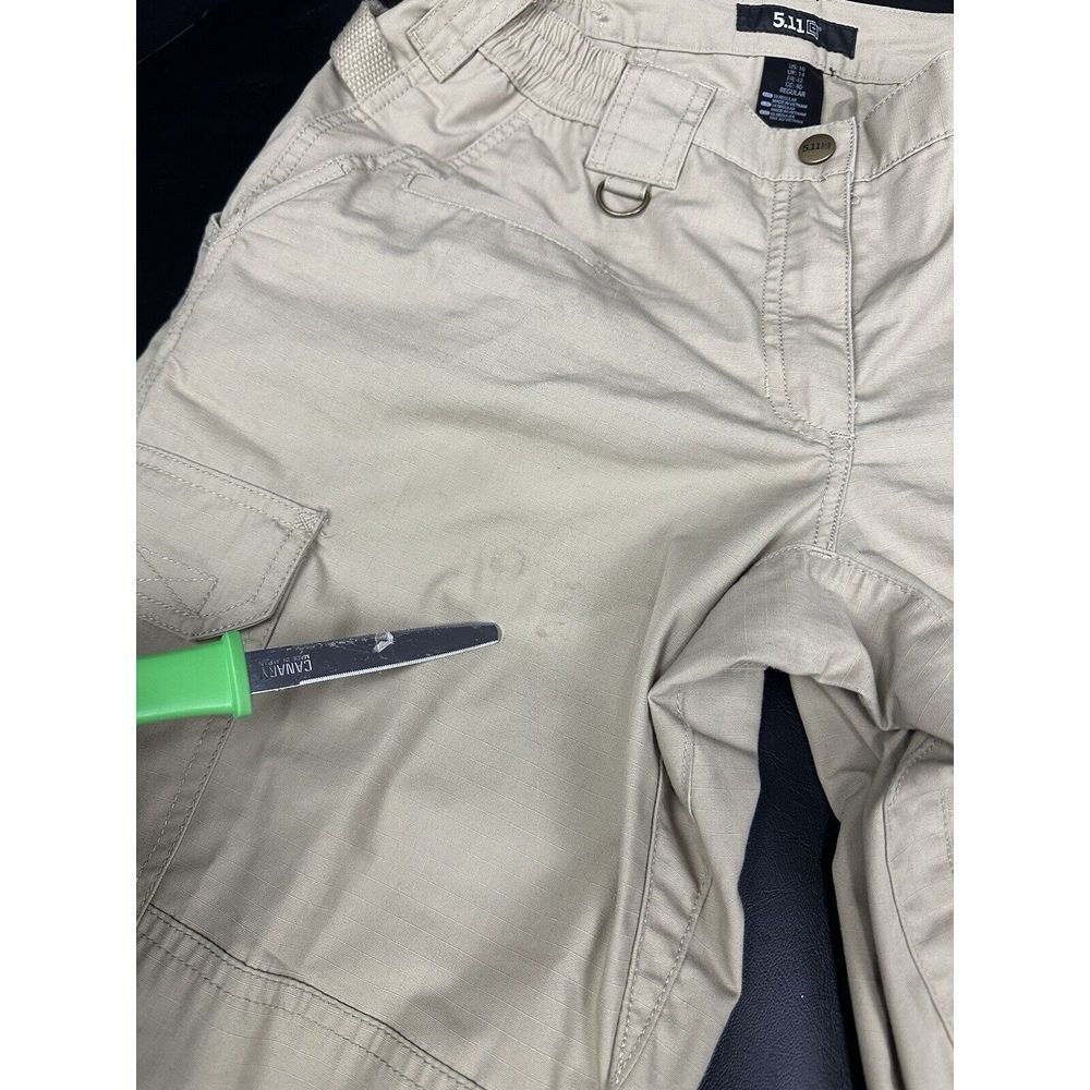 5.11 Tactical Pants Cargo TLBLIN-4389-1 Waist 32x27 Brown Beige Womens Youth Men - Picture 9 of 15